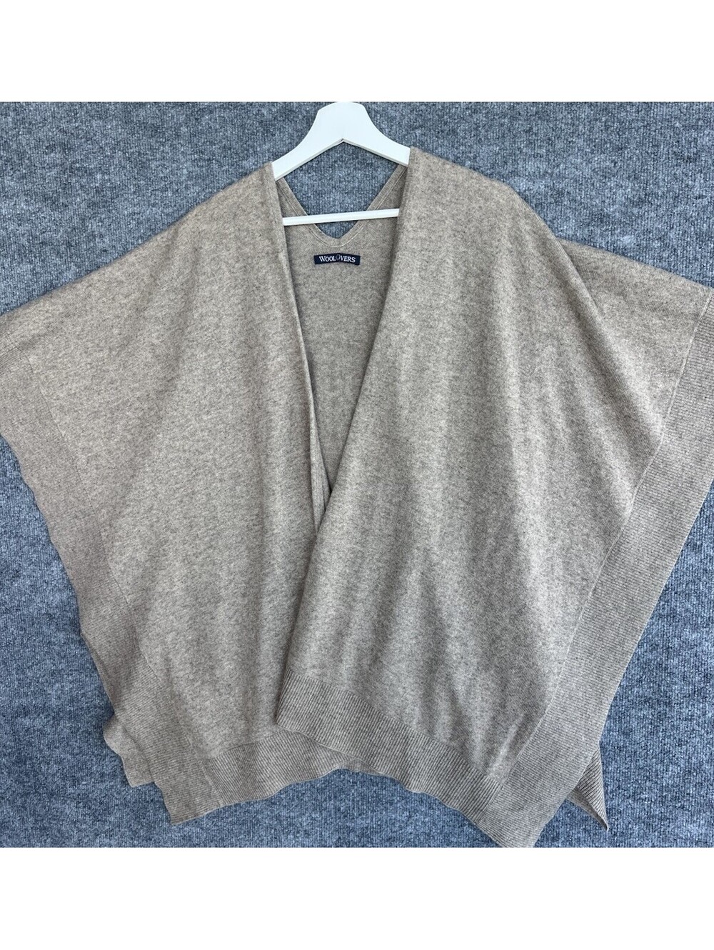 Woolovers Wrap Womens Wool Cashmere Poncho Sweater Taupe Brown One Size